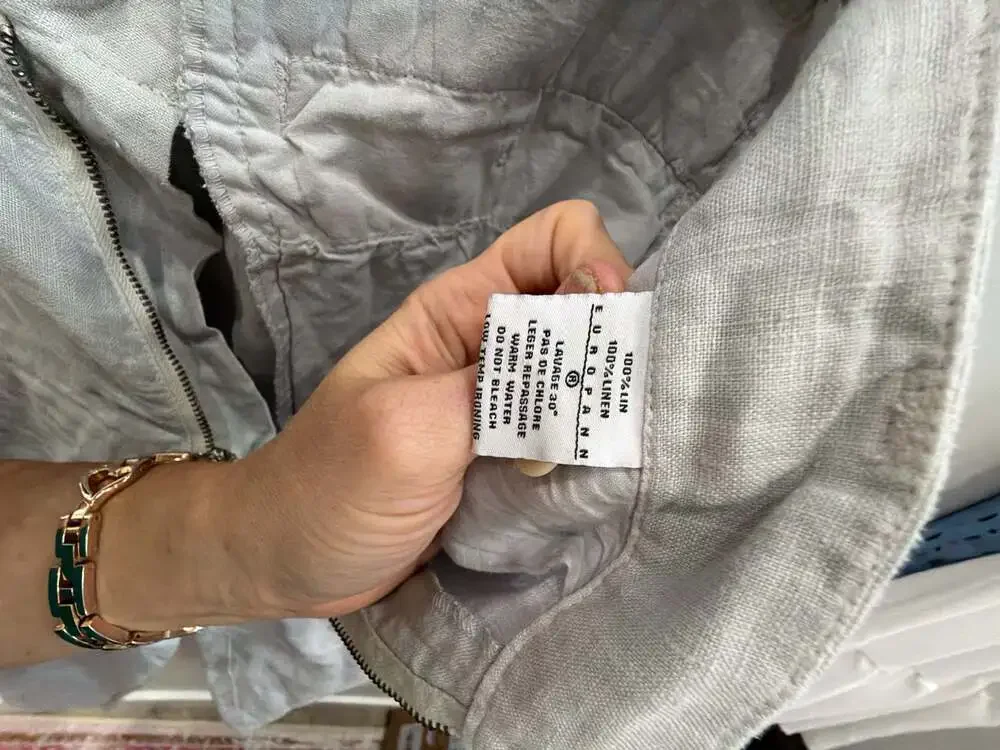 Europann 100% Linen Casual Trousers Light Gray